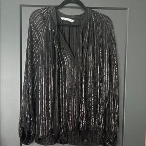 Zara Black Sequin Blouse